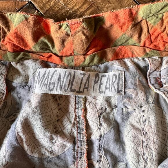 Woman's Magnolia Pearl Check Charmie Trousers Pants Orange Green One Size - Picture 6 of 9